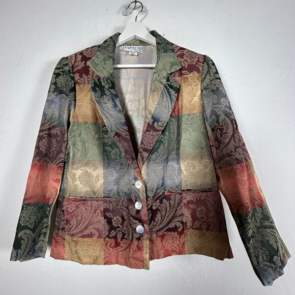 Bedford Fair Lifestyles Womens Jacquard Paisley Tapestry Blazer Jacket 14P Multi - Picture 1 of 7